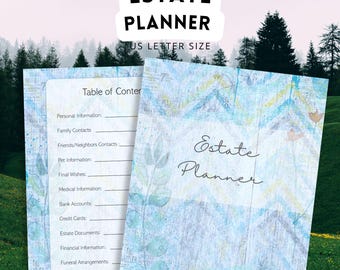 Estate Planner Printable Final Wishes, Last Will, Funeral Arrangements, Family, Trust
