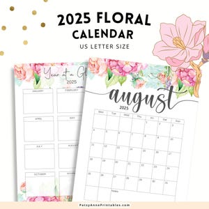 2025 Floral Header Calendar, Flowers Calendar Printable, Instant ...