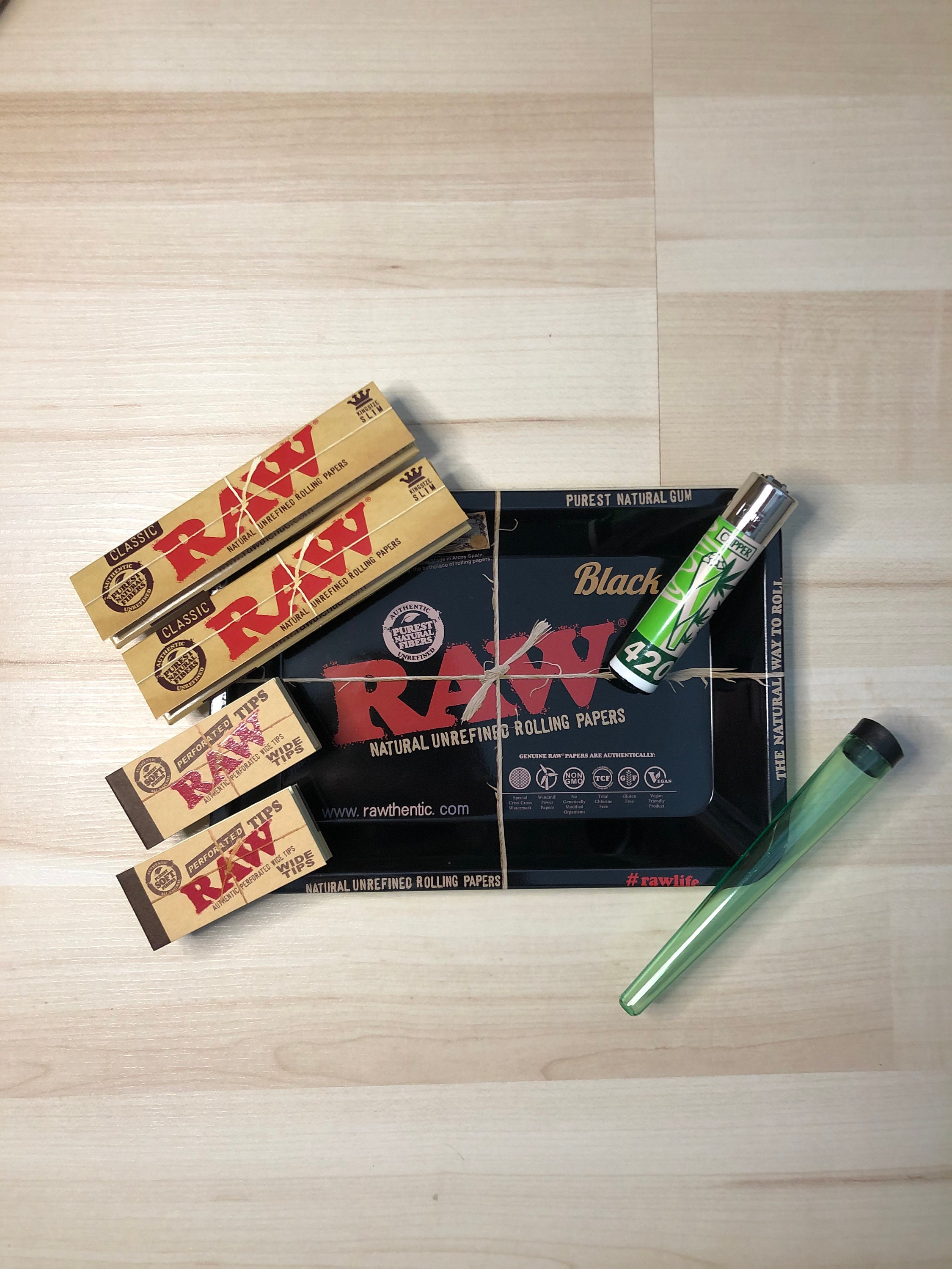 RAW Rolling Tray Black Stoner Kit mit Longpapers Tips Etsy