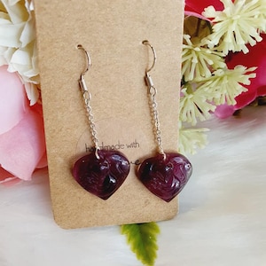 Purple Flourite Heart Shape Silver Steering Earrings