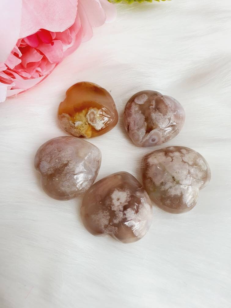 Beautiful Flower Agate Mini Heart
