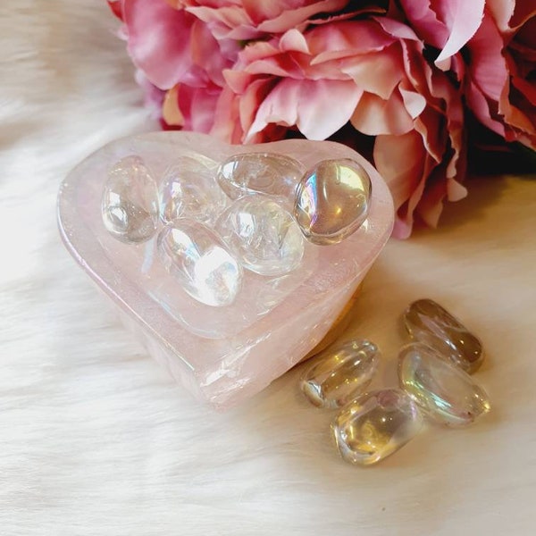 Aura Rose Quartz Heart Bowl (307g)