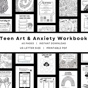 Printable Anxiety Worksheet, Teen Girl Worksheets, Teen Worksheets, Anxiety Worksheets, Teen Therapy Workbook, Art Therapy Printable