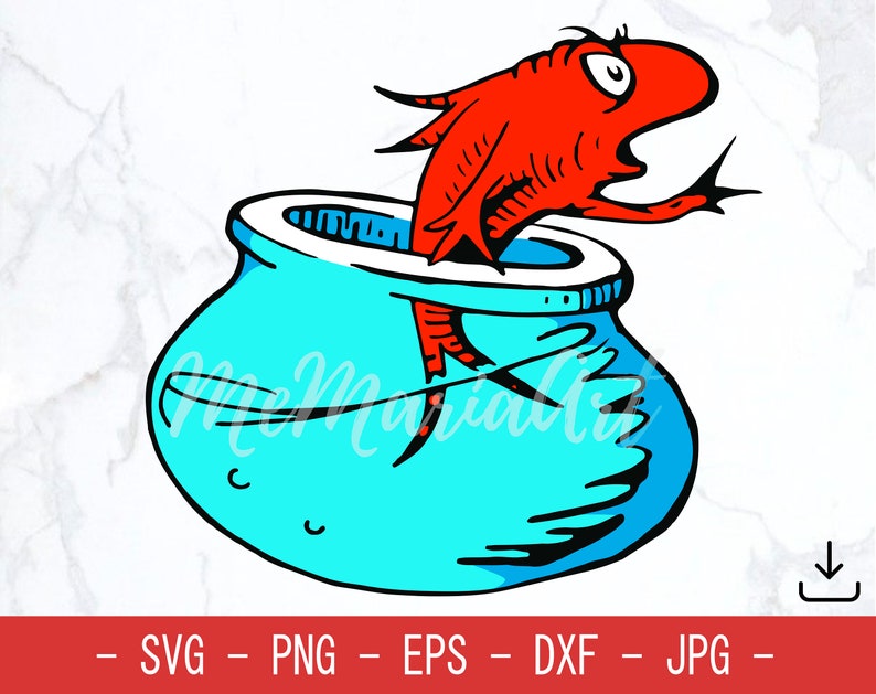 Fish from Cat In The Hat Svg file for Cricut Dr Suess day Etsy