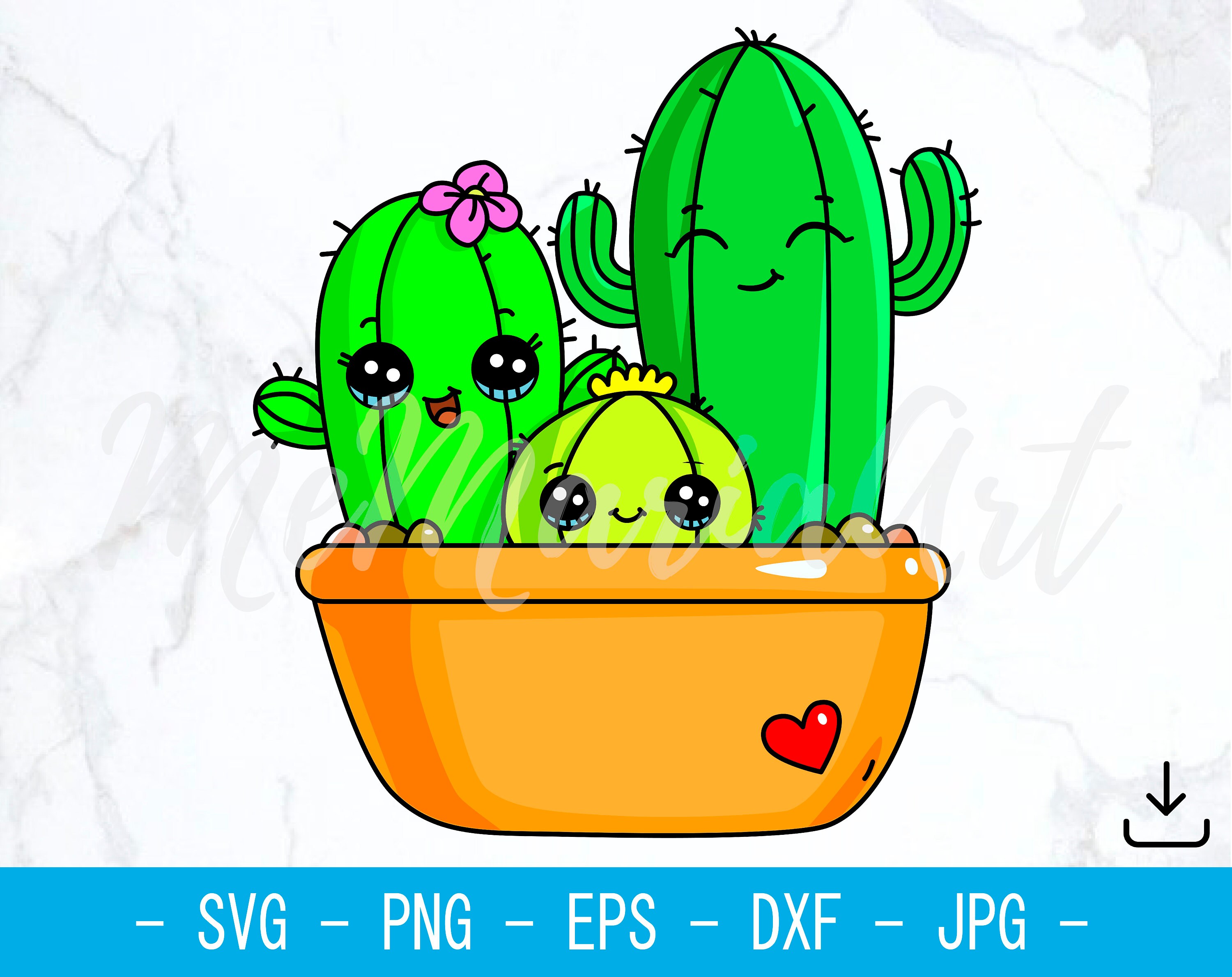 Download Kawaii Cactus Family Svg file for Cricut Cute Cactus Cut | Etsy