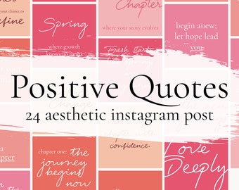 24 Positive Vibes Aesthetic Instagram Quotes Posts in Warm Spring Tones for Instant Download