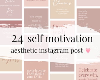 24 Self Motivational Aesthetic Instagram Quotes Posts in Warm BlushTones for Instant Download