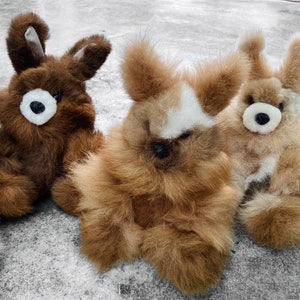 Rabbit fur toy- Made From 100% Alpaca Fur - extremely soft / Alpaca Stuffed Animal Plush Alpaca Fur / bunny toy - gift for any occasion