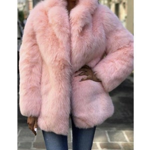 Luxurious Pink Baby Alpaca Elegant Fur Coat - handmade in Peru - Luxurious fur coat - winter coat - fluffy coat - genuine alpaca fur coat