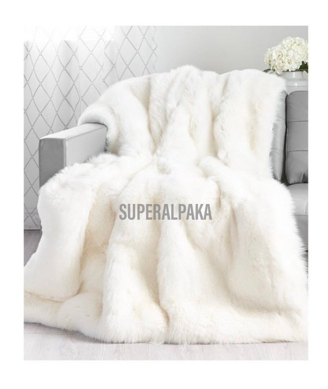 White Baby Alpaca fur throw handmade in Peru Alpaca real Etsy
