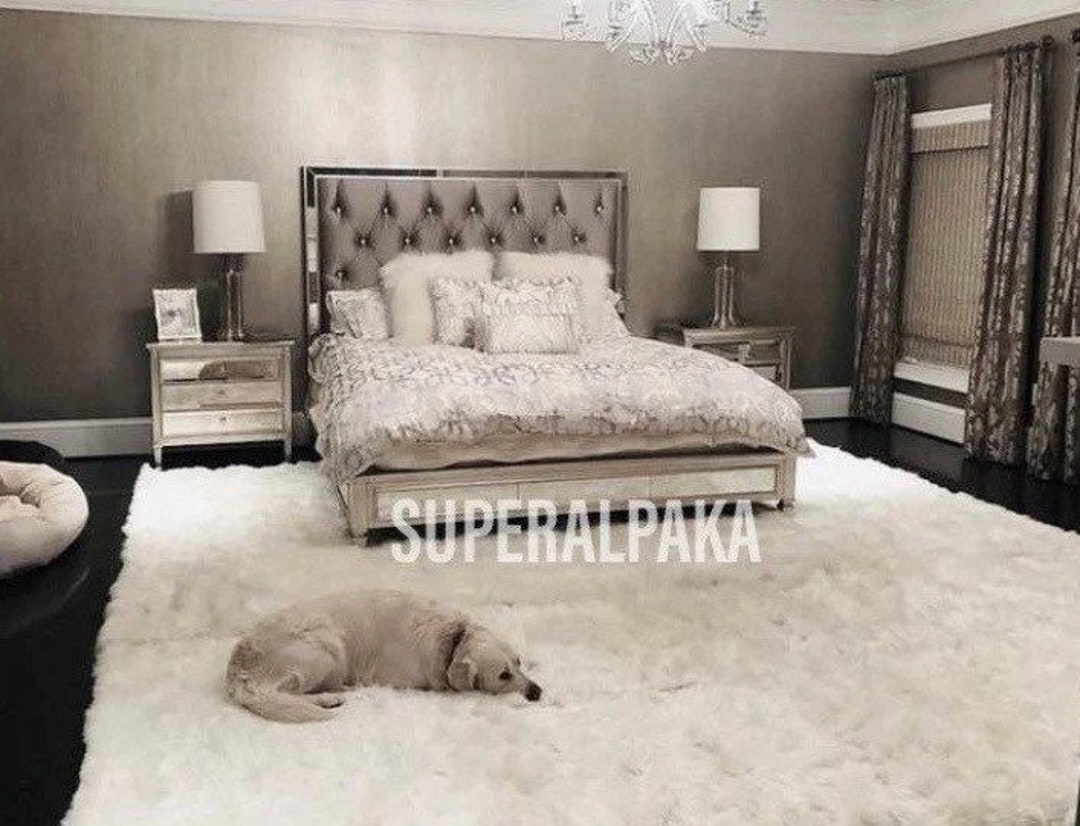 Luxurious Alpaca Fur Rug Pearl White Alpaca Real Rug, Plush Very Soft ...