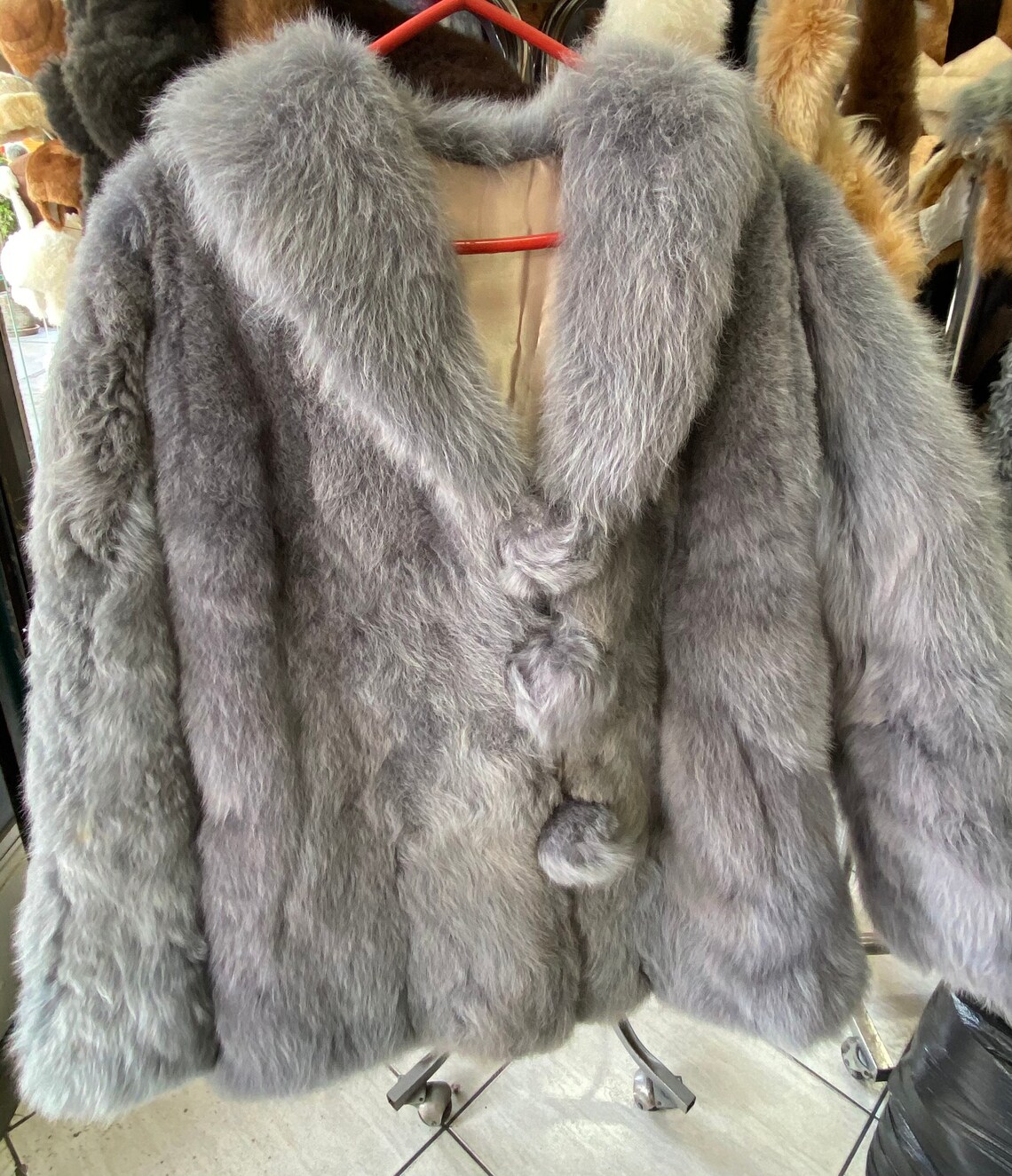 Luxurious genuine grey Baby Alpaca Elegant Fur Coat handmade Etsy