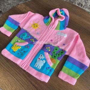 Baby & toddler animal sweaters, kid cardigan, fall winter sweater for kids, handmade Peruvian sweater jacket, cute baby sweater image 3