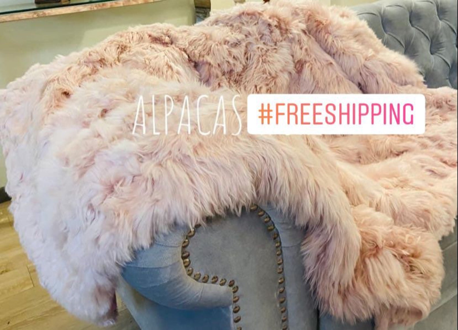 Pink Alpaca fur throw Soft pink color handmade in Peru Etsy