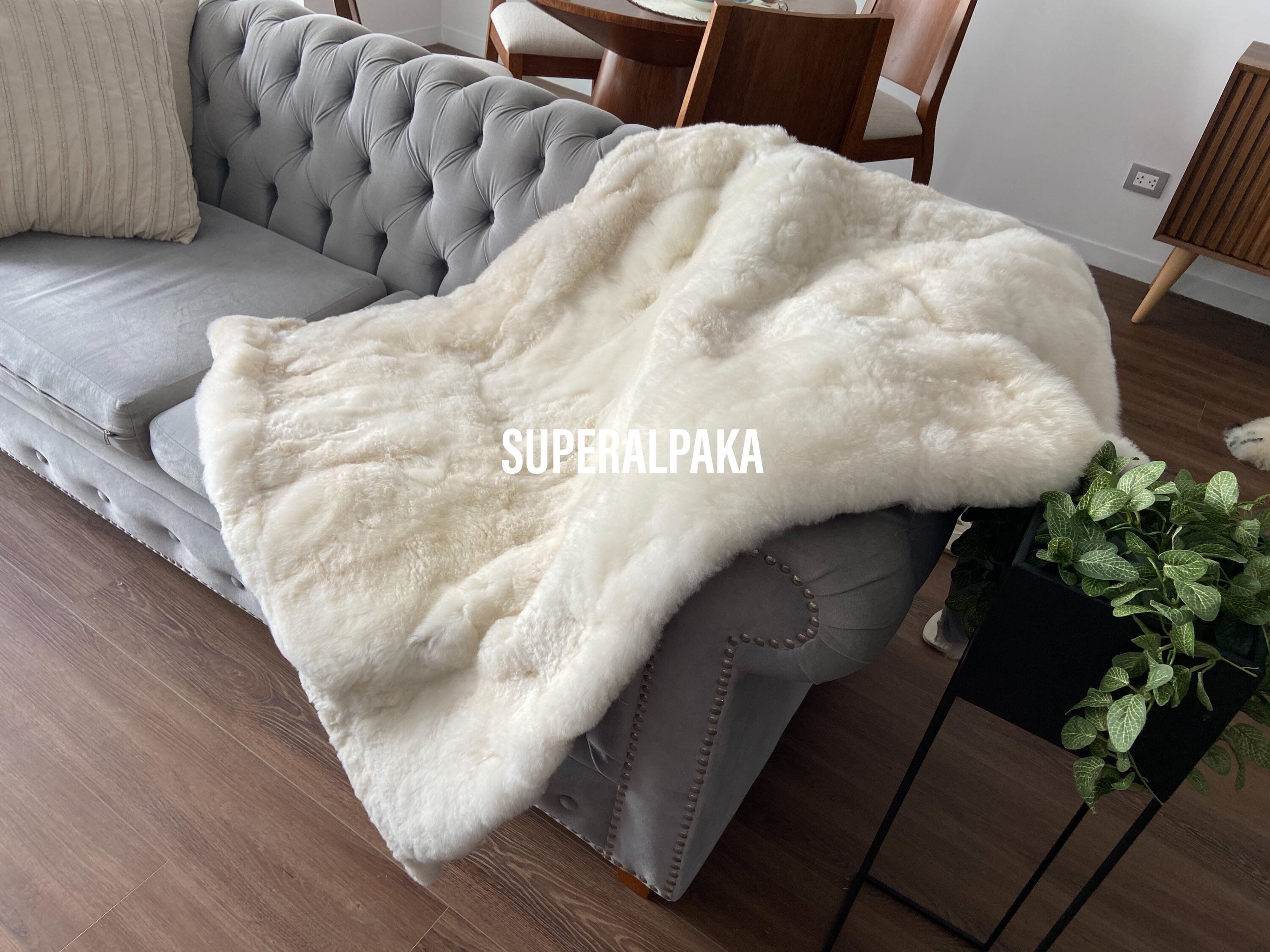 White fur sofa throw hotsell