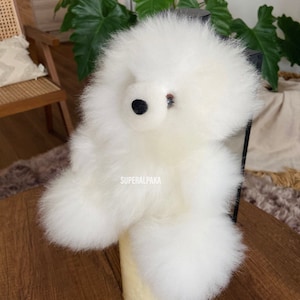 White teddy bear - alpaca fur teddy bear - extremely soft / Alpaca Stuffed Animal Plush Alpaca Fur / bear fur teddy bear handmade