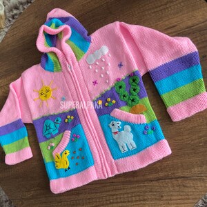 Baby & toddler animal sweaters, kid cardigan, fall winter sweater for kids, handmade Peruvian sweater jacket, cute baby sweater image 2