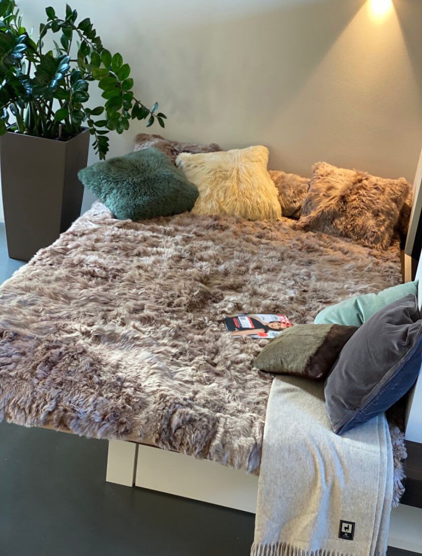 Alpaca fur bedspread taupe color handmade in Peru Fur Etsy