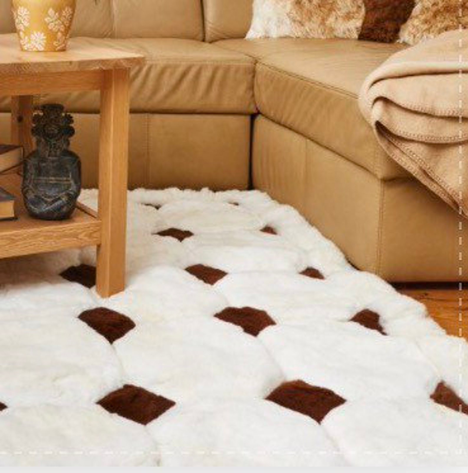 Luxurious geometric Alpaca fur rug Alpaca real fur rug Etsy