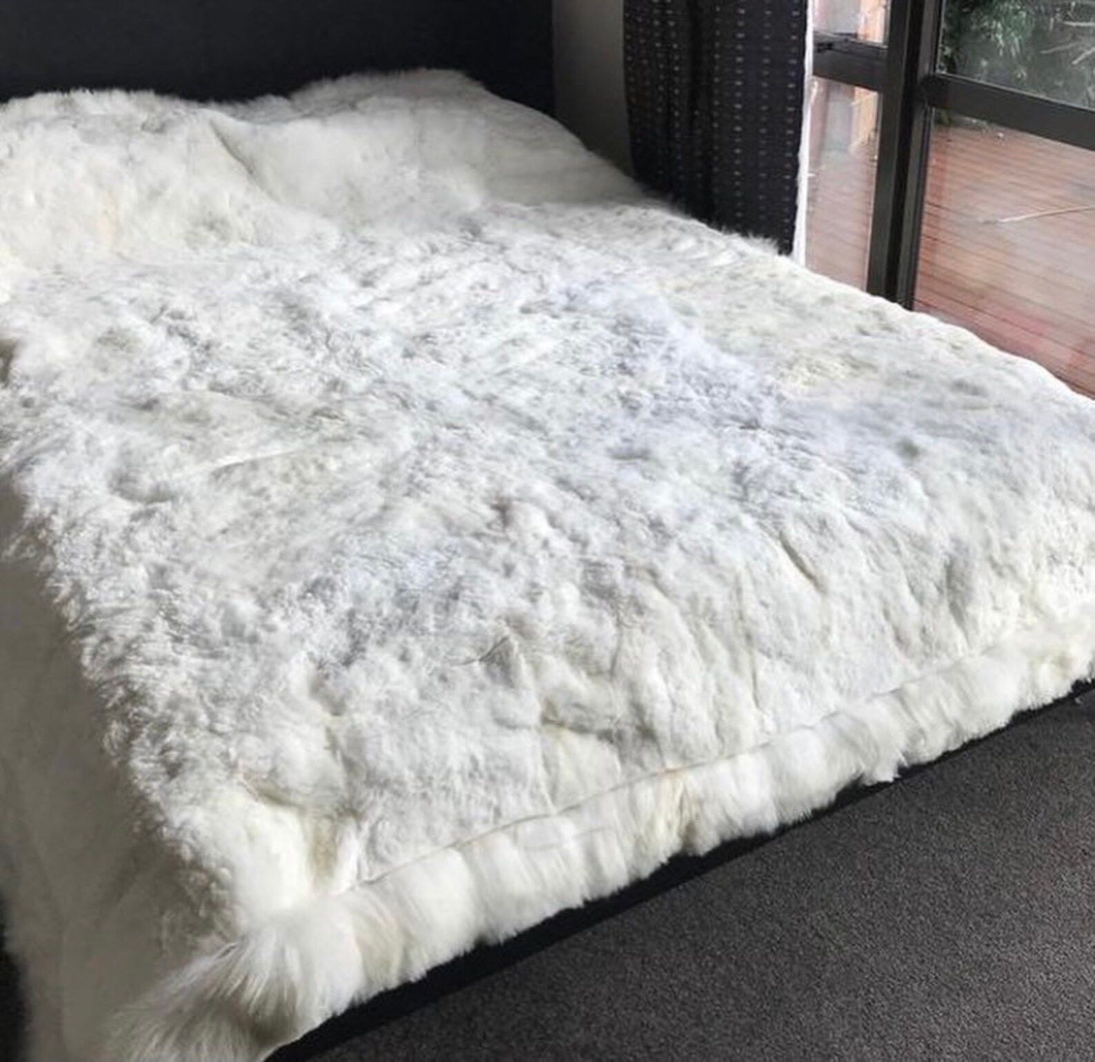 White Alpaca fur bedspread handmade in Peru Alpaca real fur Etsy