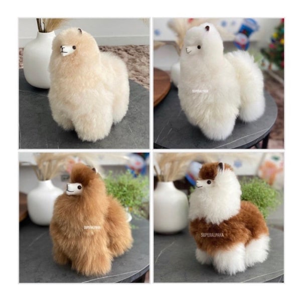 Alpaca fur toy - handmade - extremely soft / Alpaca Stuffed Animal Plush Alpaca Fur / Llama fur alpaca Standing - gift for any occasion