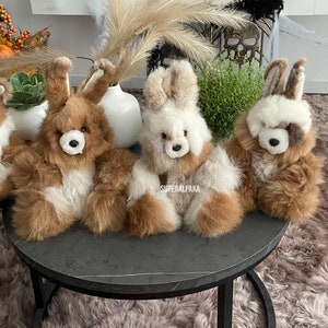 Rabbit fur toy- Made From 100% Alpaca Fur - extremely soft / Alpaca Stuffed Animal Plush Alpaca Fur / bunny toy - gift for any occasion