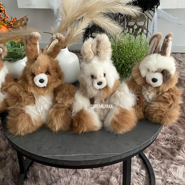 Rabbit fur toy- Made From 100% Alpaca Fur - extremely soft / Alpaca Stuffed Animal Plush Alpaca Fur / bunny toy - gift for any occasion