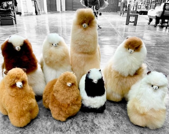 Alpaca fur toy - handmade - extremely soft / Alpaca Stuffed Animal Plush Alpaca Fur / Llama fur alpaca Standing - gift for any occasion