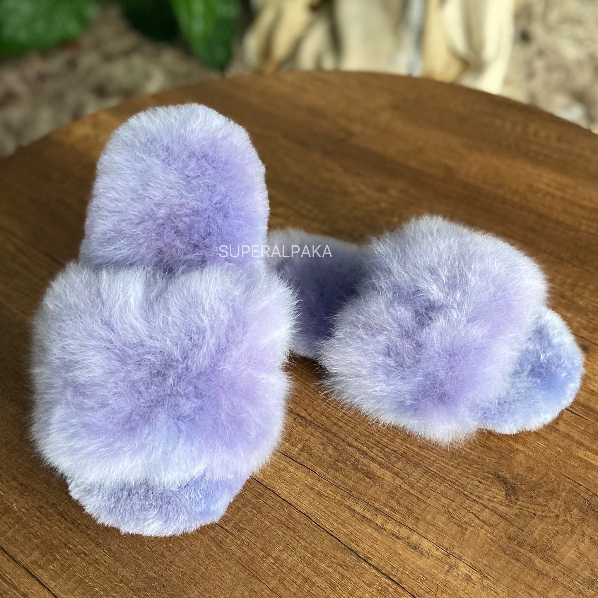 Purple Alpaca Fur Slippers Pink Color Alpaca Slippers From Peru Unisex Slippers Fur Slippers Winter Slippers Gift for Any Occasion Etsy