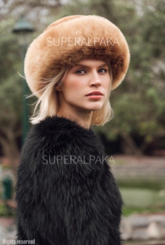 Premium Baby Alpaca Fur Hat Brown Color 