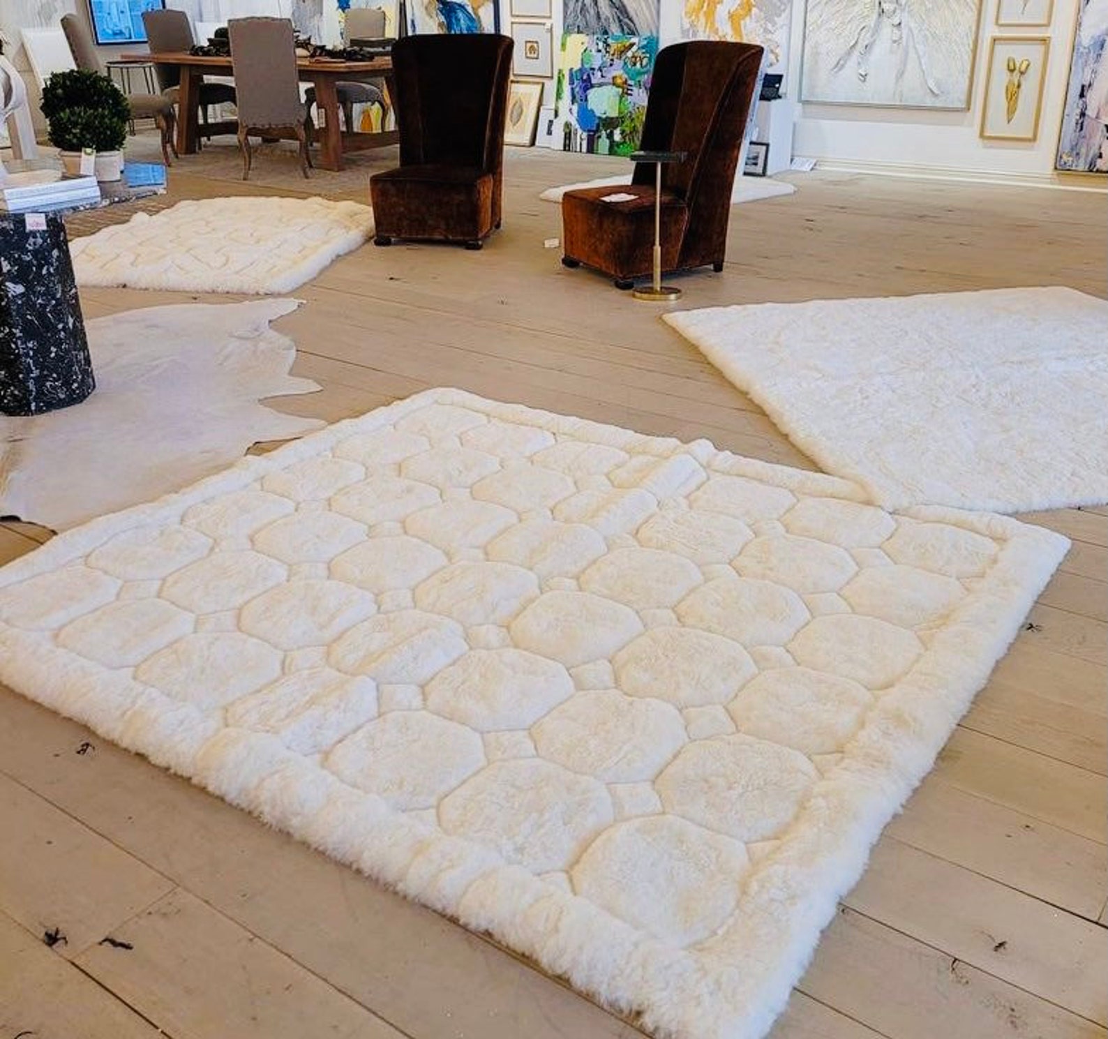 Luxurious geometric Alpaca fur rug Alpaca real fur rug Etsy