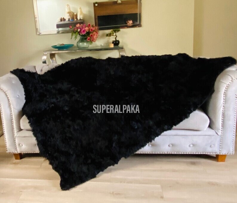 Black Alpaca Fur Throw Handmade in Peru Alpaca Real Fur Etsy