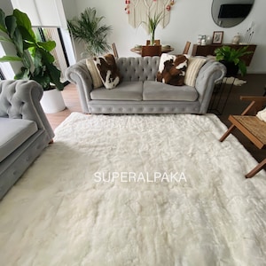 Luxurious Alpaca fur rug - pearl white Baby Alpaca fur rug, Plush Soft rug, alpaca fur rug area soft fluffy - fur accents rug room decor