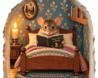 3D Mouse Hole Wall Decal - Cute Bedtime Scene - Removable & Reusable - Made in USA (5 x 5 inches)