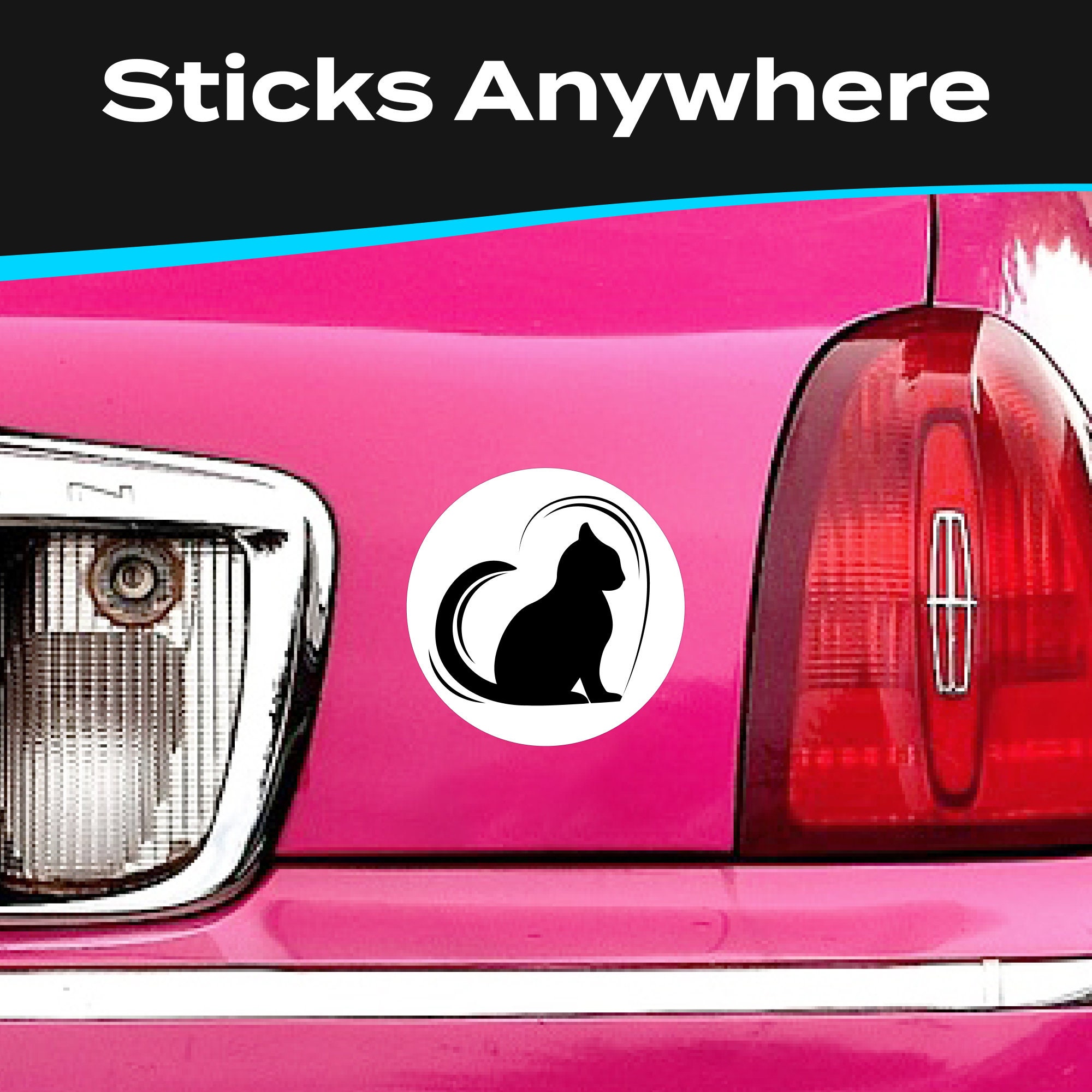 Cat Bumper Sticker - Cute Black Cat Silhouette Heart