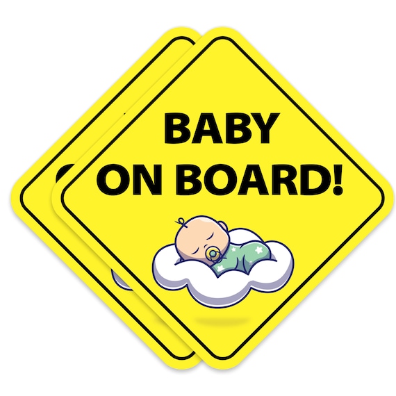 Baby on Board Decal Cute Baby in Car Stickers Peel and Stick, Removable  Caution Signs Sleepy Baby 2-pack 