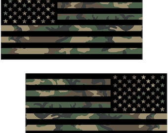 Camouflage American Flag Decals - Forward & Reverse Facing (2-Pack, 5.8" x 3.1")