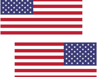 American Flag Decals - Classic, Forward & Reverse Facing (2-Pack, 5.8" x 3.1")