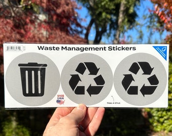 120 Litre Wheelie Bin In Black With Red Lid With General Waste Sticker Bin Label Recycling