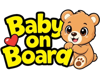 Baby on Board Stickers for Cars & Windows, Paint-Safe, Removable, Non-Magnetic (Baby Bear 2-Pack)