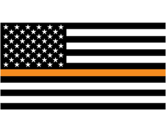 Thin Orange Line American Flag Decal - Search & Rescue Support (5.8" x 3.1")