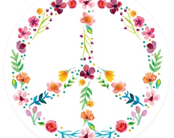 Peace Sign Bumper Sticker - Hippie Floral