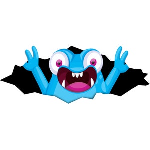 Peekablue the Peeking Monster Bumper Sticker - Cute, Blue, Peel and Stick Vinyl Peeker Decal for Cars - Made in the USA (11&quot;x4.25&quot;)