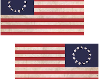 Betsy Ross American Flag Decals - Forward & Reverse Facing (2-Pack, 5.8" x 3.1")