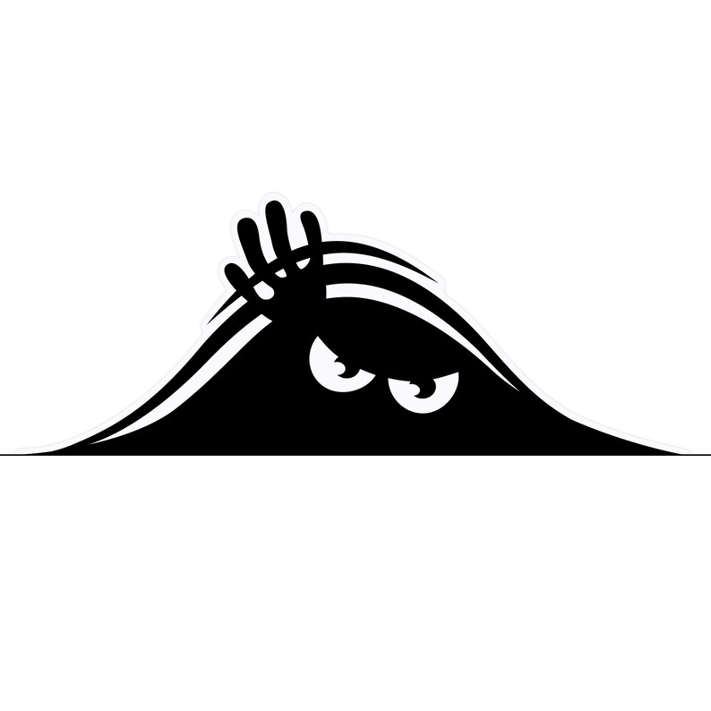 Peekaboo the Peeking Monster Bumper Sticker - Black, Peel and Stick ...