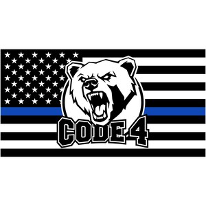 Code 4 Thin Blue Line American Flag Decal - Back the Blue (5.8 x 3.1 inches)