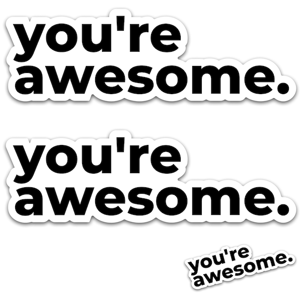 You're Awesome Vinyl Text Decal - Funny Quote Sticker (2-Pack) - Funny Bumper Sticker For Your Car, Motorcycle, Water Bottle, Laptop