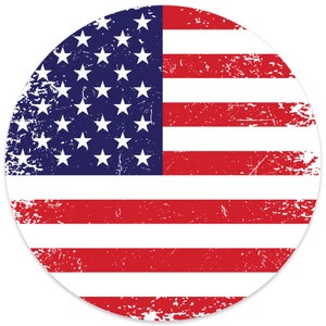 American Flag Decal - USA Distressed Flag Vinyl Sticker For Your Car, Jeep, Truck, Water Bottle, Laptop - One Nation (4.75&quot;x4.75&quot;)