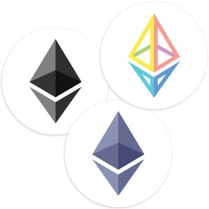 Ethereum Stickers (3-Pack) - Ethereum Logo Bumper Stickers For Your Car, Window, Store, Water Bottle, Laptop - ETH Crypto Stickers (3.5&quot;)