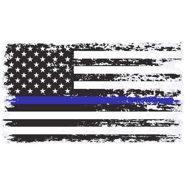 Stickios Thin Blue Line Sticker - Back the Blue American Flag Decal for Cars & Windows - Support Police - Made in the USA (5.9 x 3.3 inches)